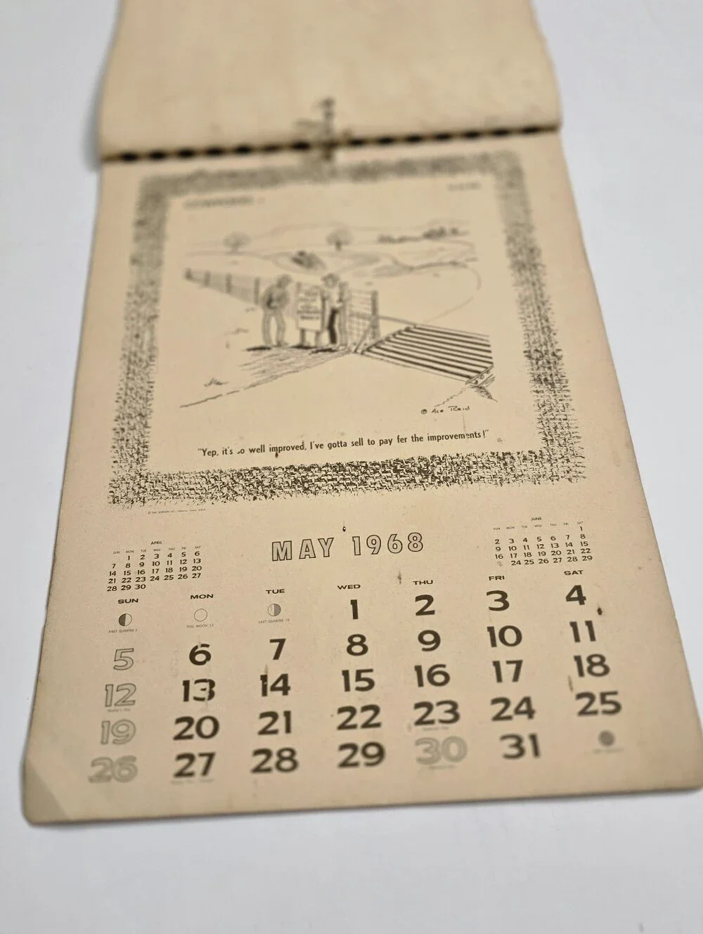 Vintage 1968 Cowboy Calendar Ace Reid Western Ranch Humor Calendar Rustic